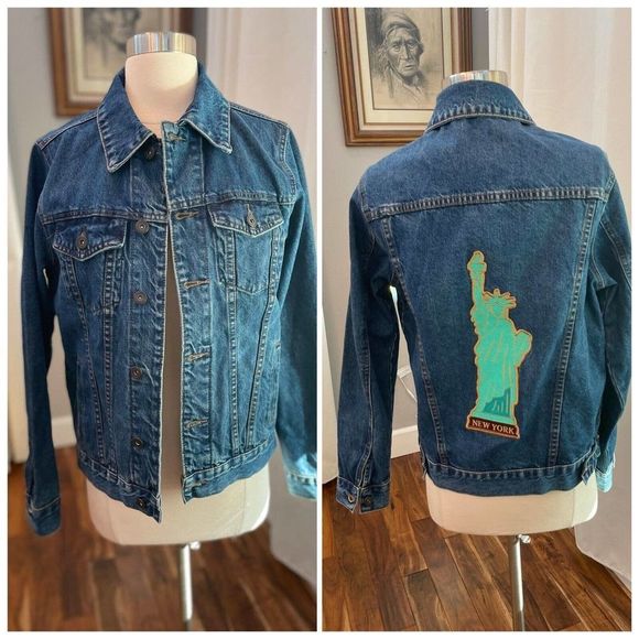 Vintage Other - vintage Metropolitan Art Denim Jacket Statue Of Liberty New York Mens XS